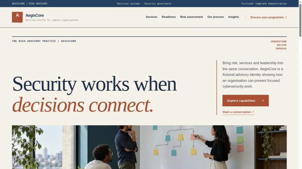 AegisCore template homepage screenshot