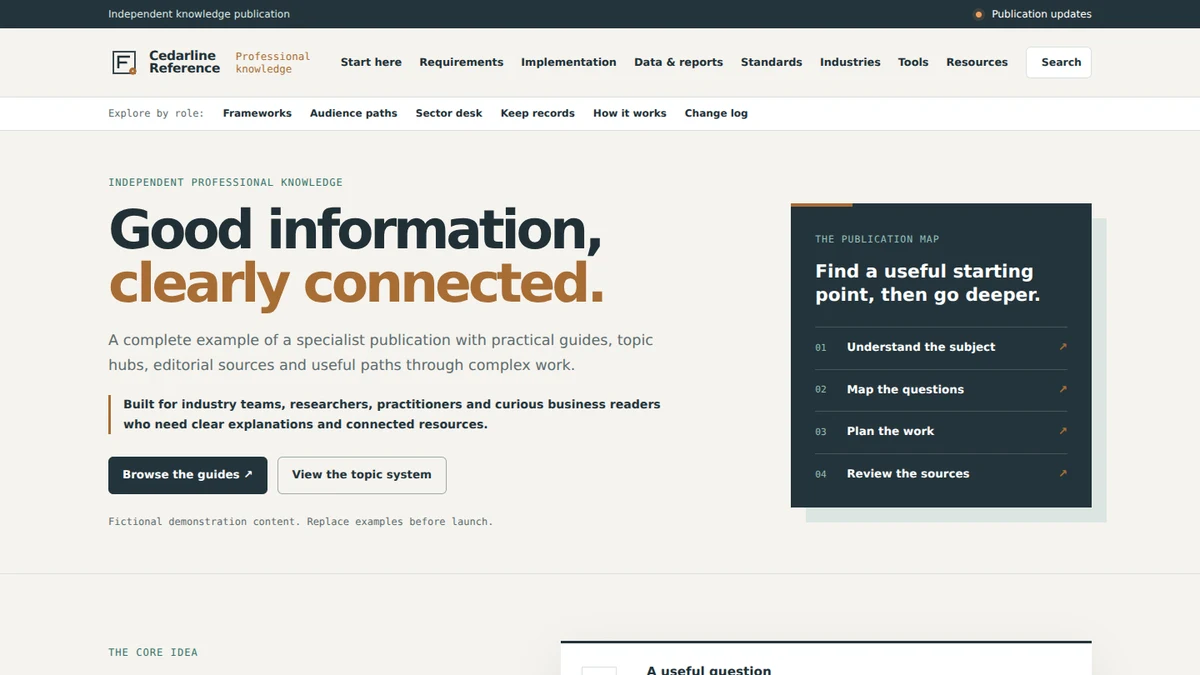Cedarline Reference template homepage screenshot