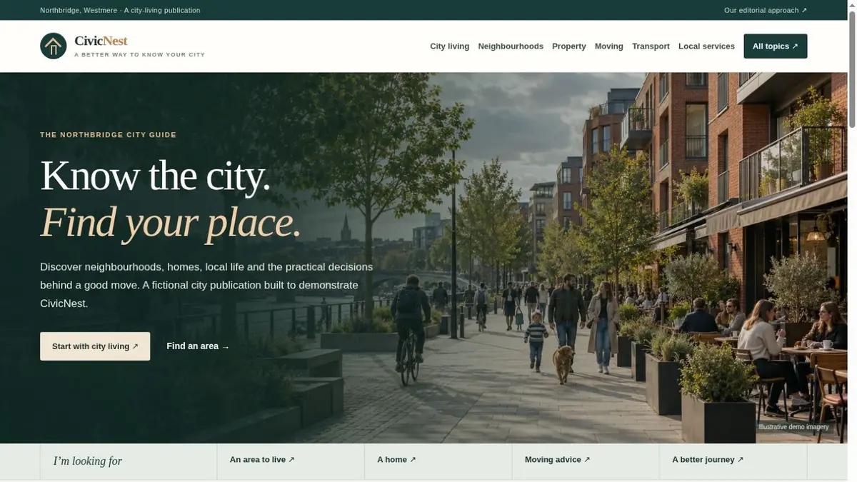 CivicNest template homepage screenshot