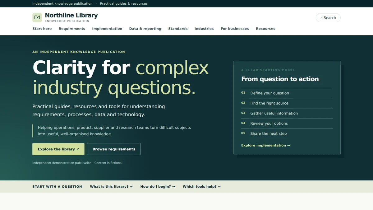 Northline Library template homepage screenshot