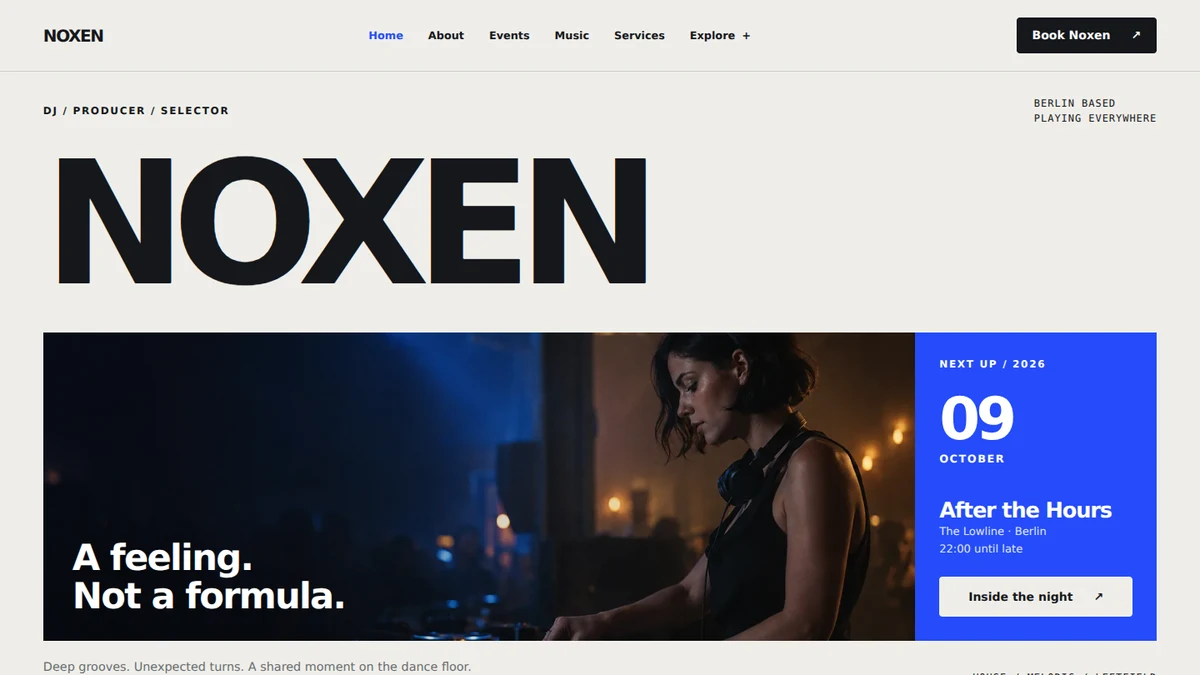 Noxen template homepage screenshot