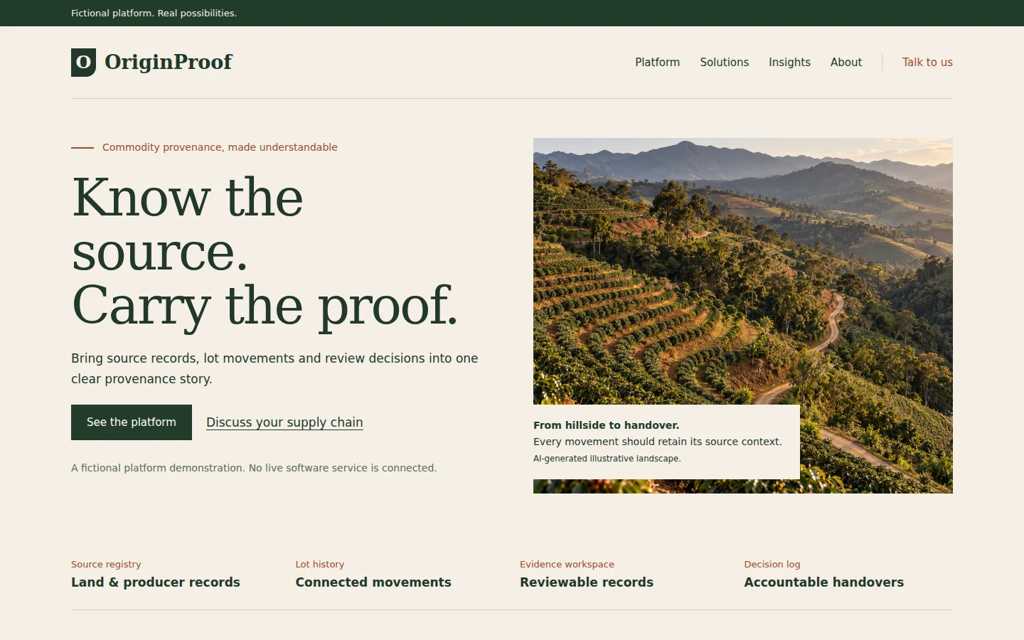 OriginProof template homepage screenshot