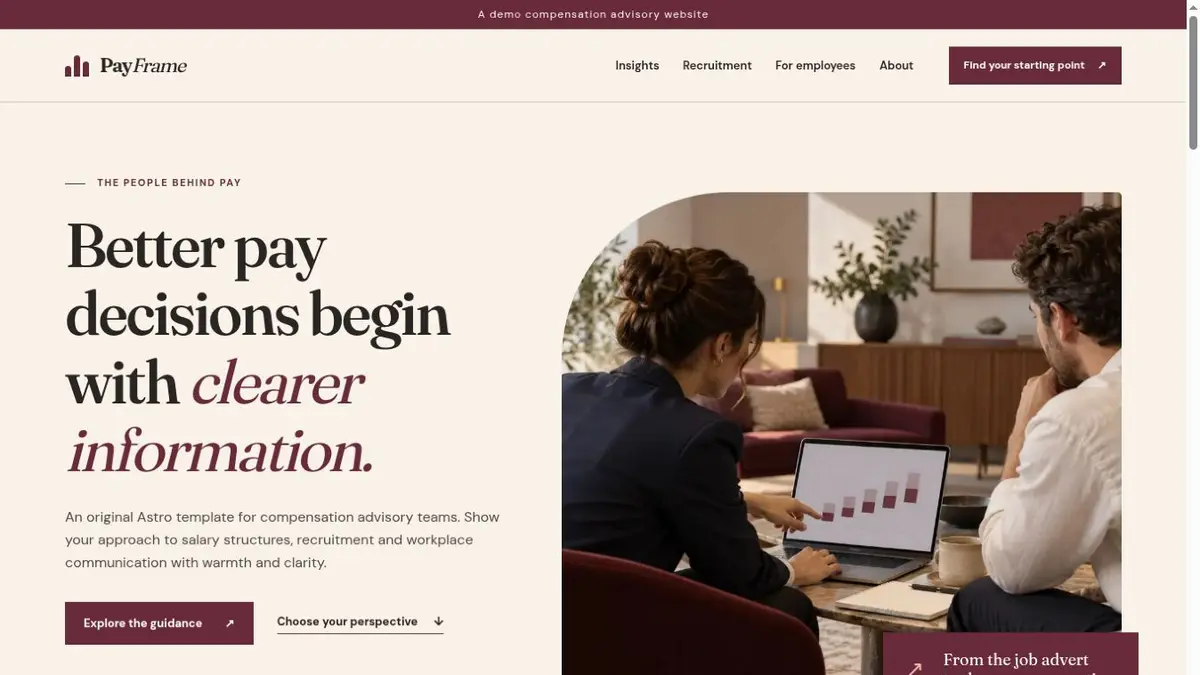 PayFrame template homepage screenshot
