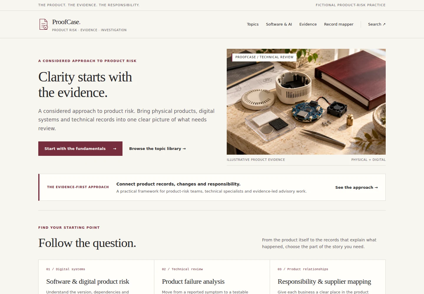 ProofCase template homepage screenshot